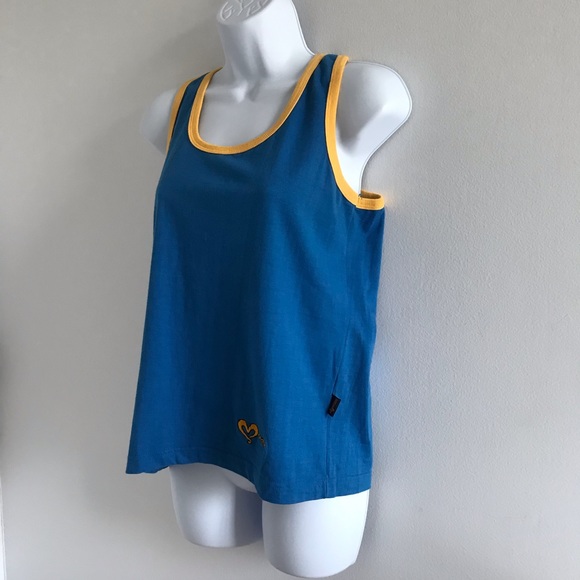 NWOT Mambo Women’s Blue & Yellow 100% Cotton Jersey Summer Festival Tank Top Y2K - Picture 10 of 14